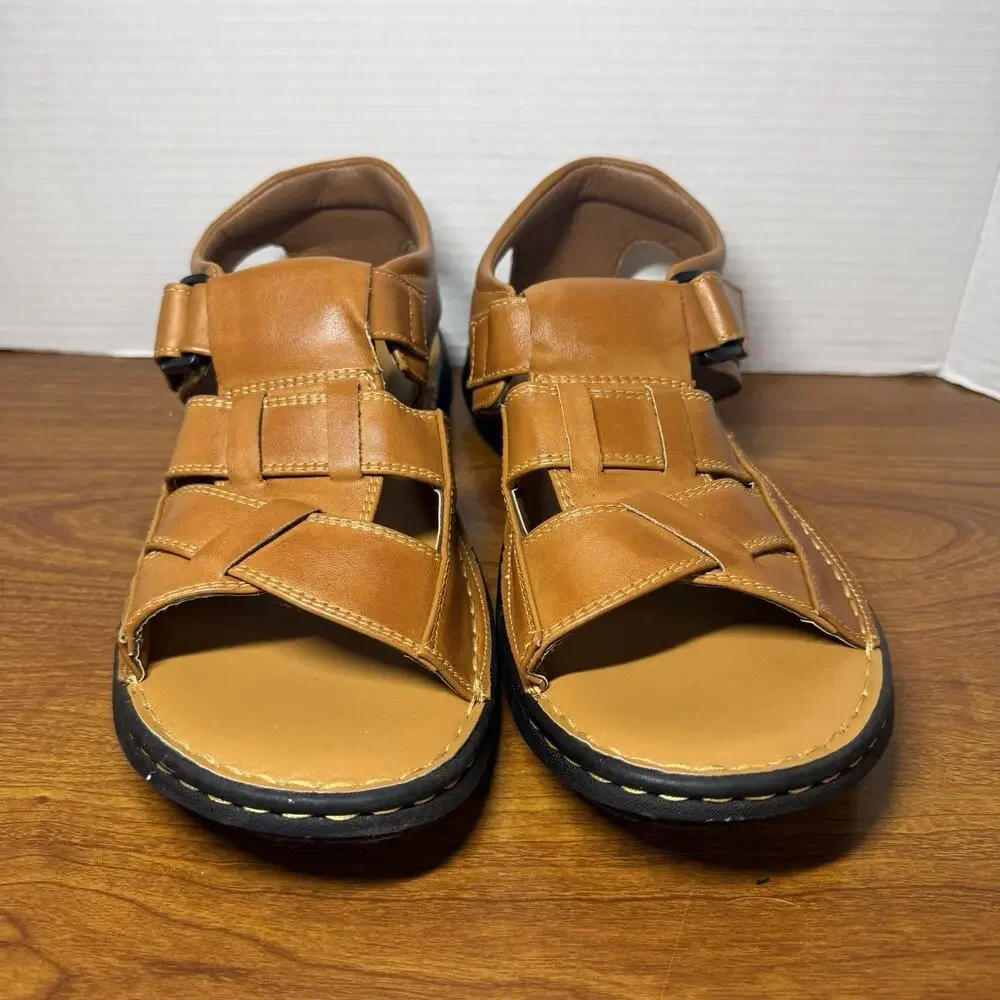 Pleasure Island Casuals Men’s Sandals Size 8.5 Brown Euc